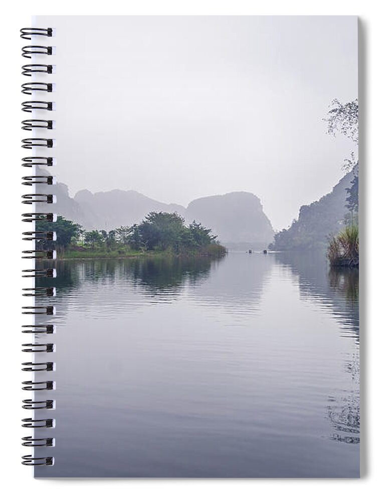 Ba Giot Spiral Notebook featuring the photograph View at Tam Coc by Arj Munoz