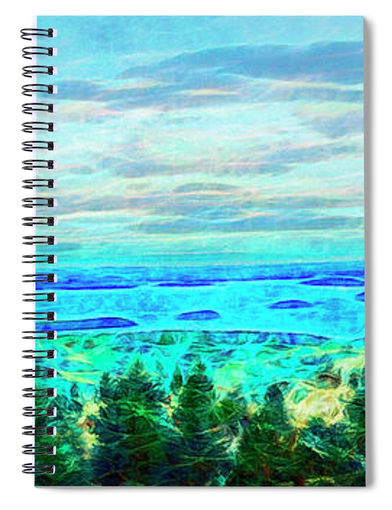 Cadillac Summit Road Spiral Notebook featuring the digital art View From Cadillac Summit Road Bar Harbor ME by Mike Braun