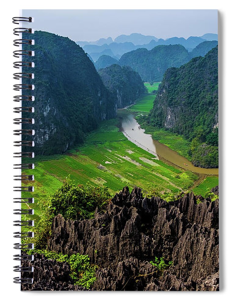 Ba Giot Spiral Notebook featuring the photograph View from Hang Mua Peak by Arj Munoz
