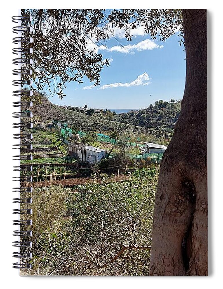 Spain Spiral Notebook featuring the photograph View from the Arroyo del Pantano river trail by Chani Demuijlder
