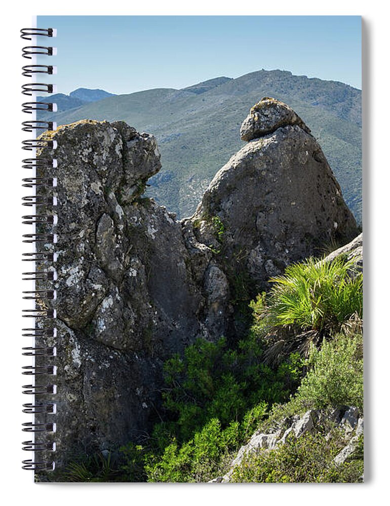 Mountains Spiral Notebook featuring the photograph Rock formation and Mediterranean mountain landscape by Adriana Mueller
