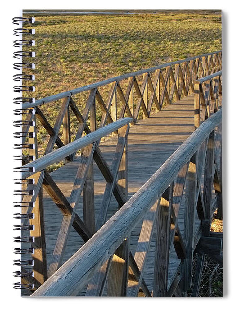 Quinta Do Lago Spiral Notebook featuring the photograph View of the wooden bridge in Quinta do Lago by Angelo DeVal
