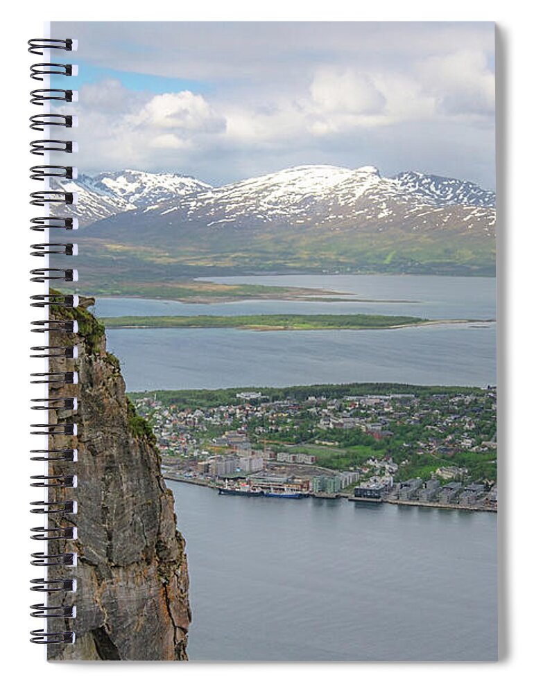 Clouds Spiral Notebook featuring the photograph View over Tromso, Norway by Matthew DeGrushe