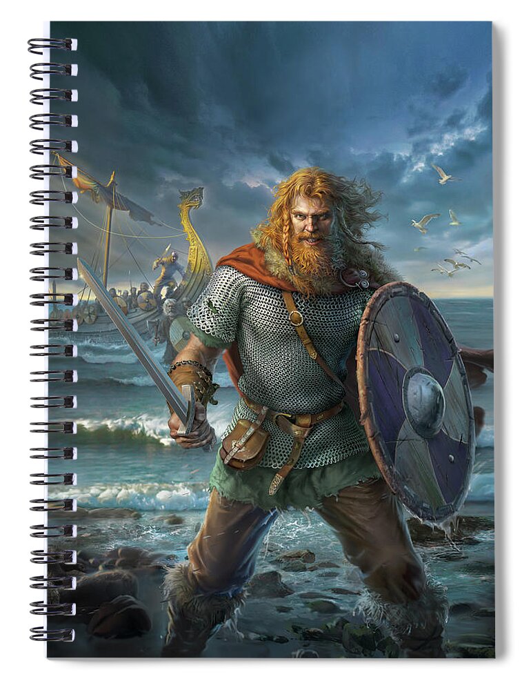 Viking Spiral Notebook featuring the digital art Vikings by Mark Fredrickson