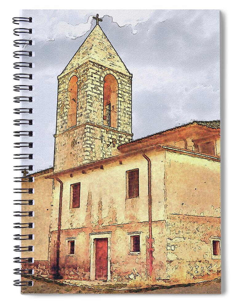 Italy Spiral Notebook featuring the digital art Villa Church by John Vincent Palozzi