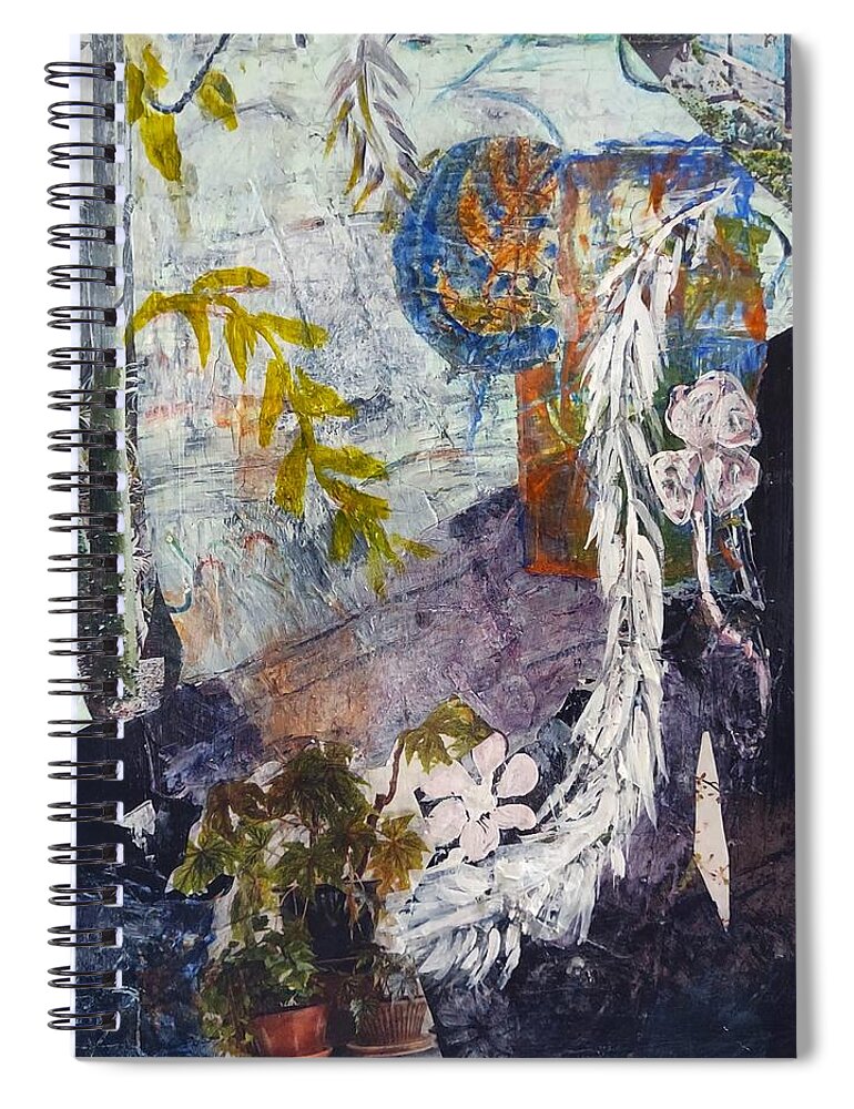 Garden Spiral Notebook featuring the mixed media Vines by Suzanne Berthier