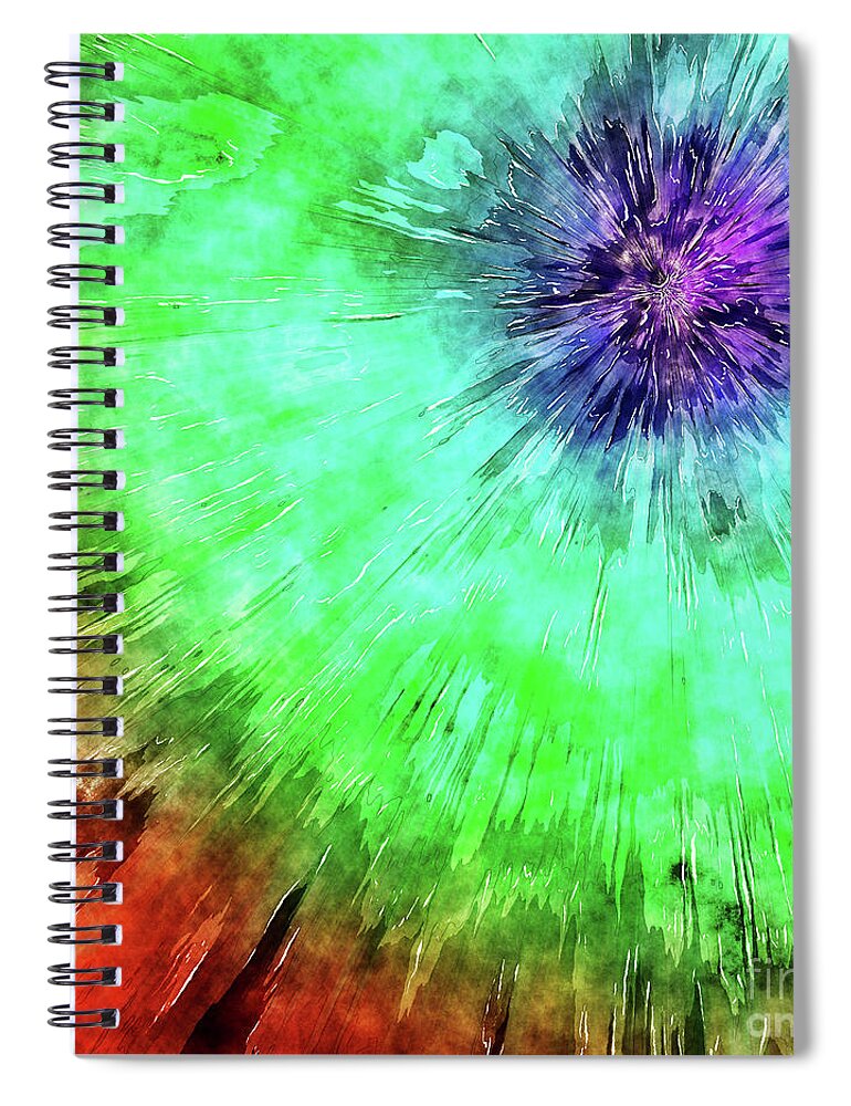 Tie Dye Spiral Notebook featuring the digital art Vintage Abstract Tie Dye by Phil Perkins