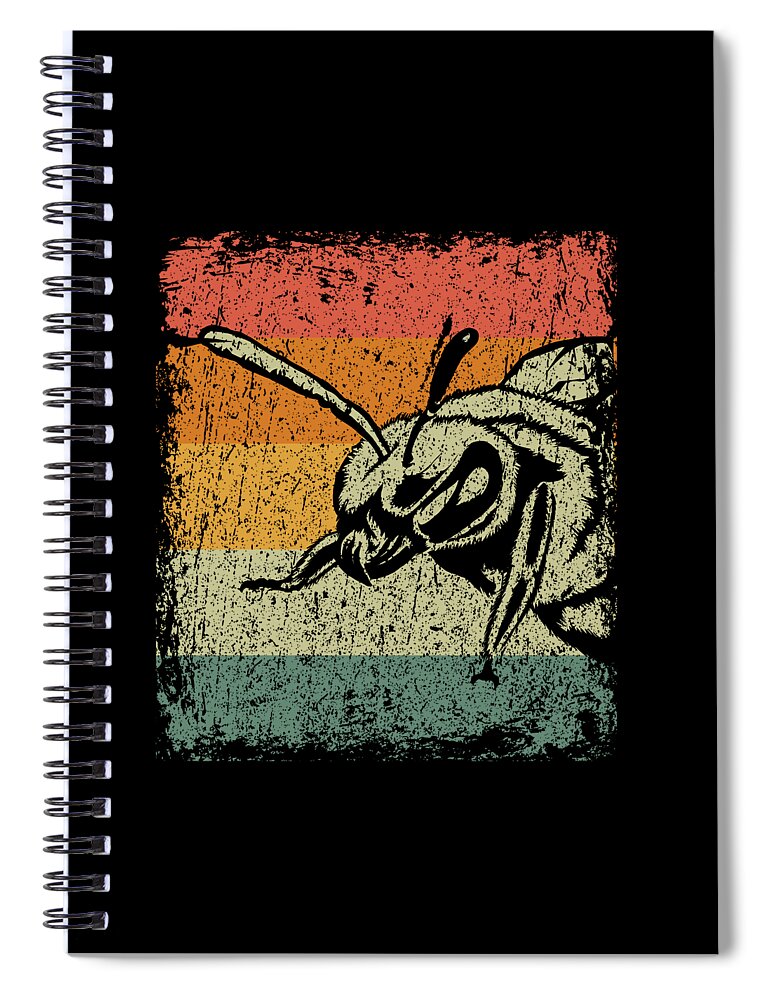 Bee Spiral Notebook featuring the digital art Vintage Bee Wasp Gift by J M