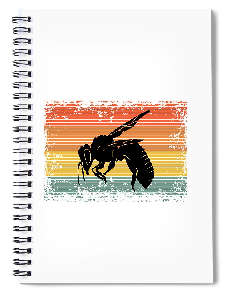 Bee Spiral Notebook featuring the digital art Vintage Bee Wasp Insect Gift Idea by J M