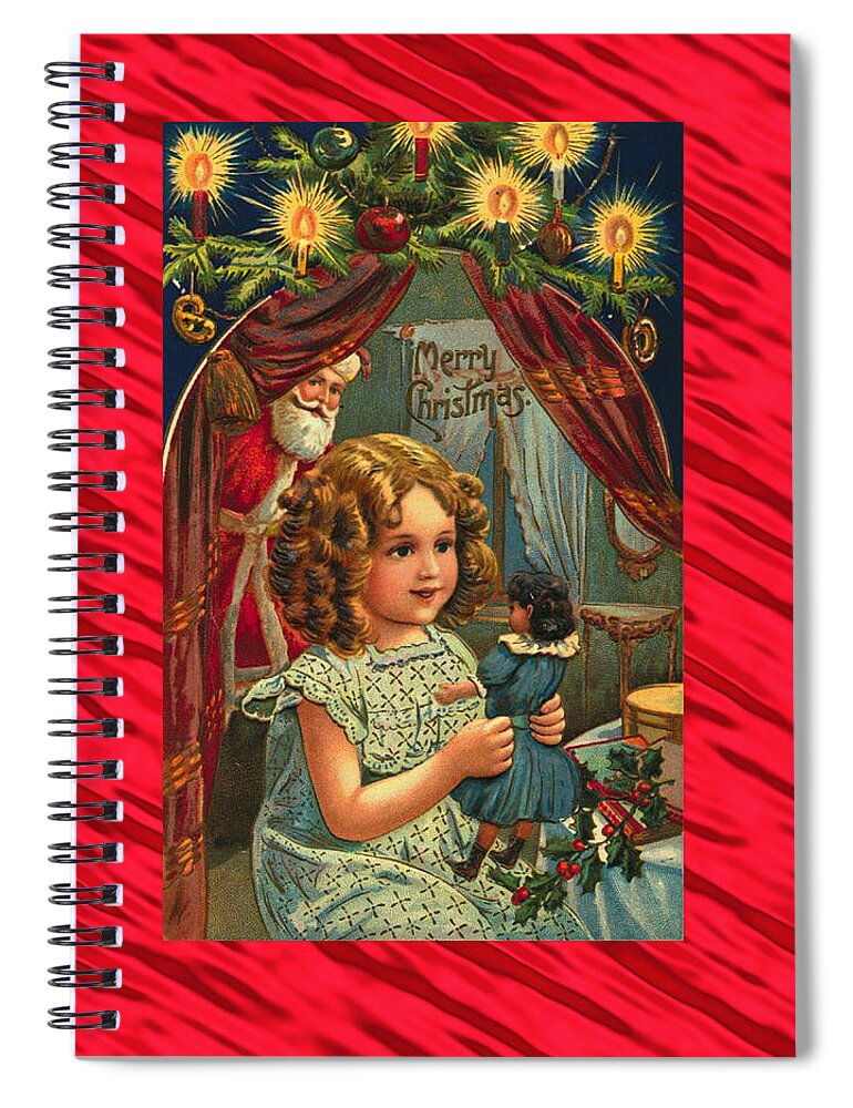 Vintage Christmas Spiral Notebook featuring the digital art Vintage Christmas Art by Caterina Christakos