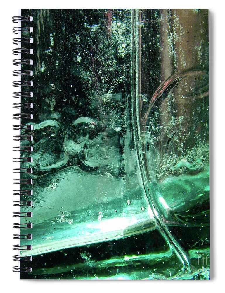 Bottle Spiral Notebook featuring the photograph Vintage Glass Macro by Phil Perkins