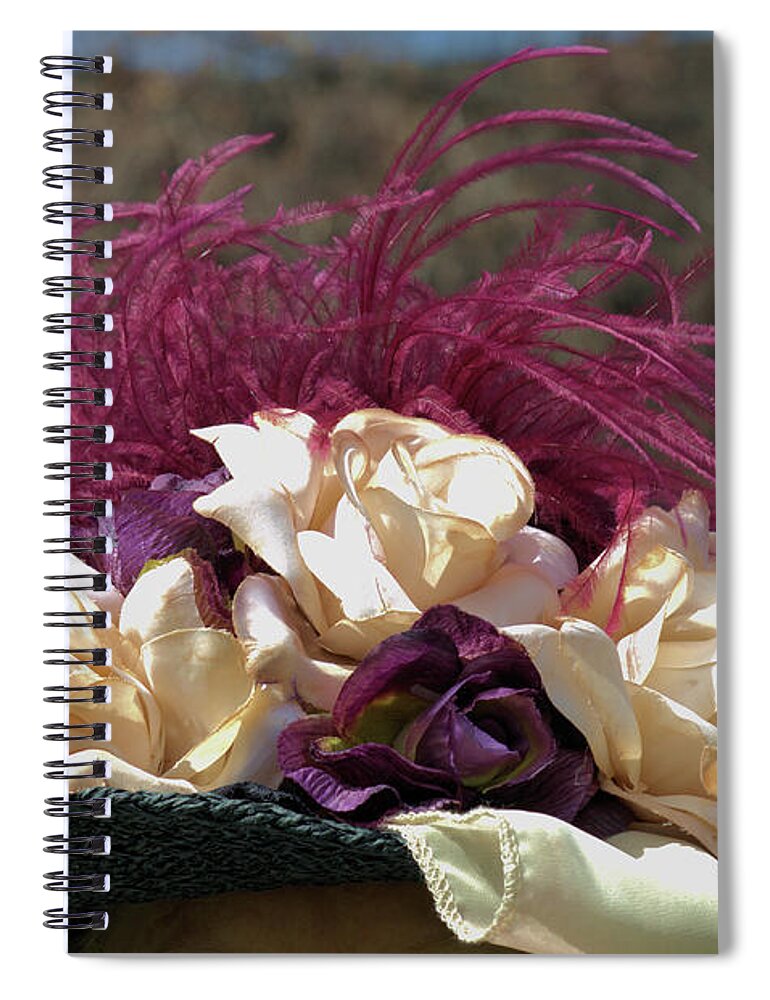 Hat Spiral Notebook featuring the photograph Vintage Hat With Fabric Roses by Kae Cheatham
