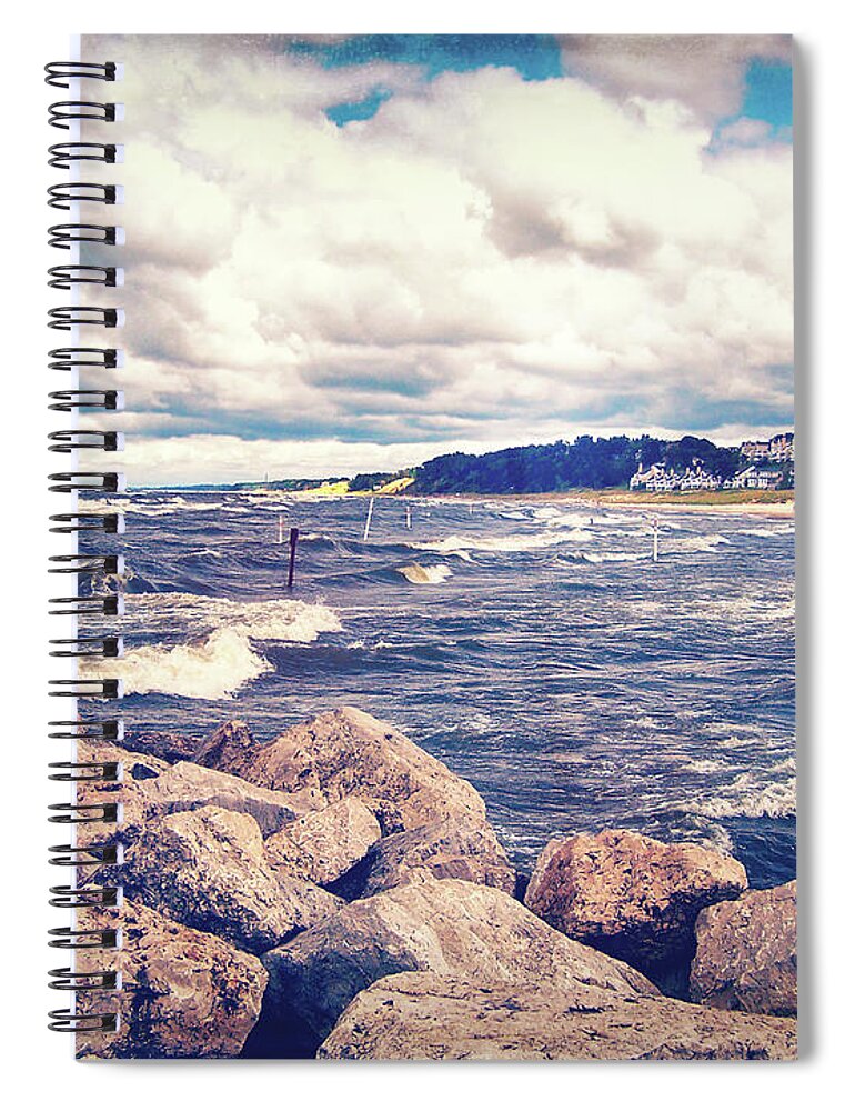 Michigan Spiral Notebook featuring the photograph Vintage Lake Michigan by Phil Perkins