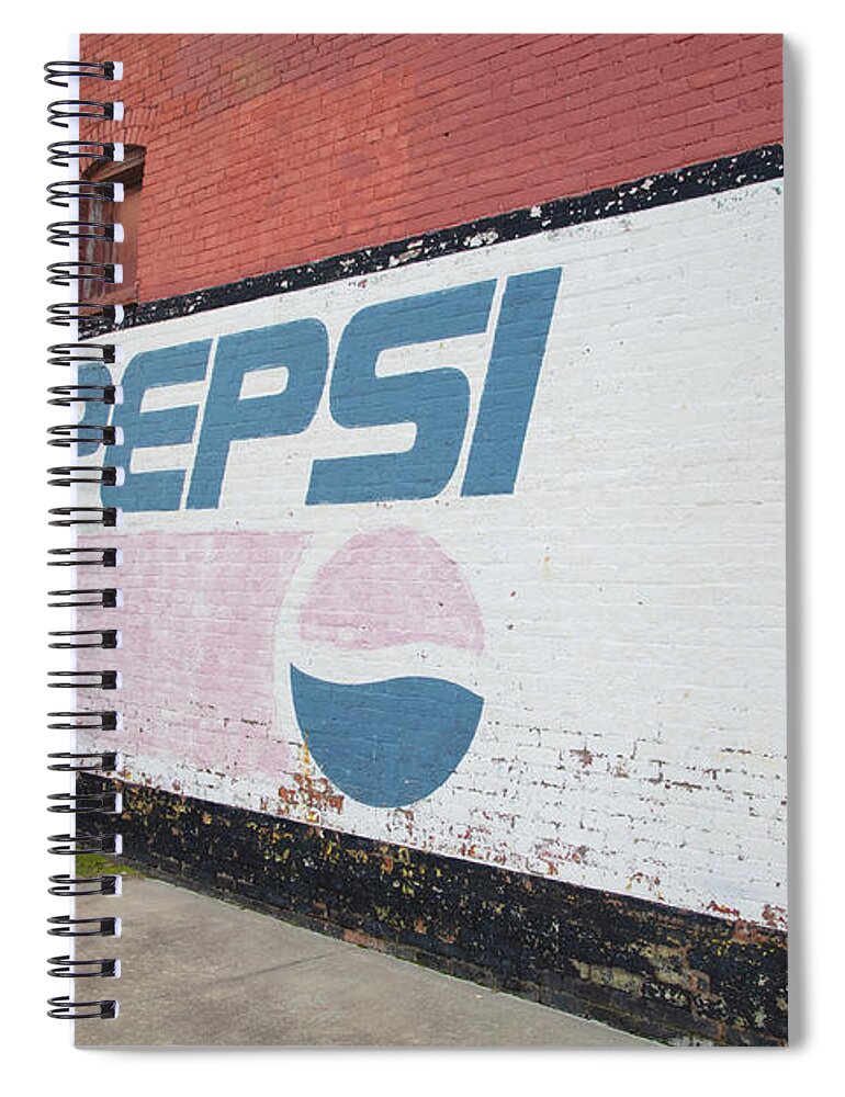 United States Of America Spiral Notebook featuring the photograph Vintage Pepsi mural advertisement on Historic Route 66 in Galena Kansas by Eldon McGraw