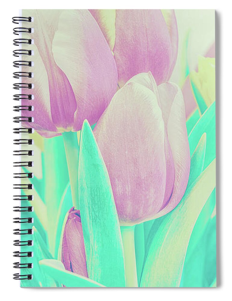 Purple Spiral Notebook featuring the photograph Vintage Purple Tulip Bouquet by Marianne Campolongo