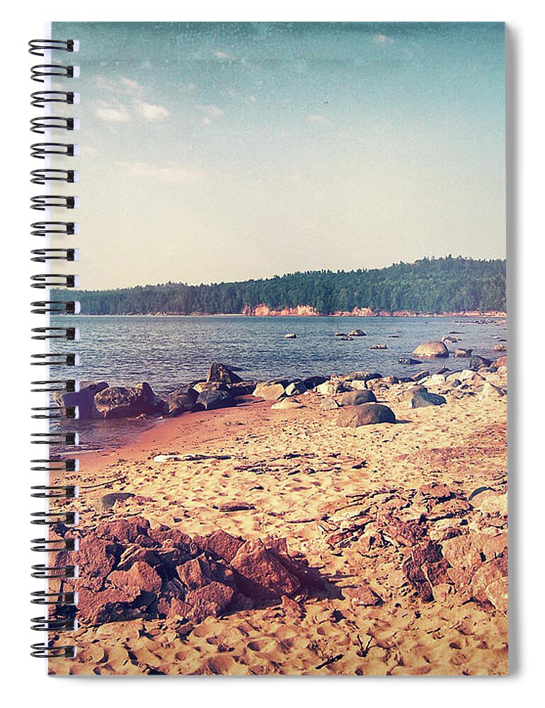 Vintage Spiral Notebook featuring the photograph Vintage Shores of Lake Superior by Phil Perkins