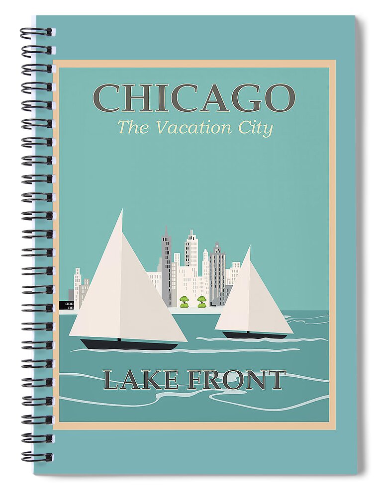 Chicago Spiral Notebook featuring the photograph Vintage Travel Chicago Lakefront by Carol Japp
