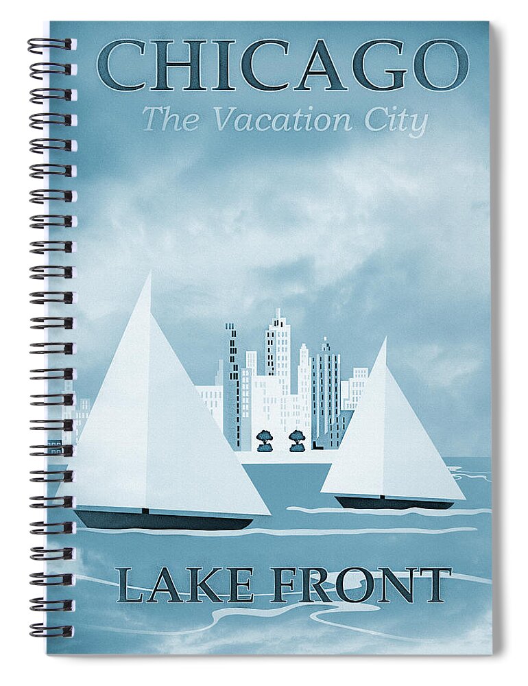 Chicago Spiral Notebook featuring the photograph Vintage Travel Chicago Lakefront Sea Blues by Carol Japp