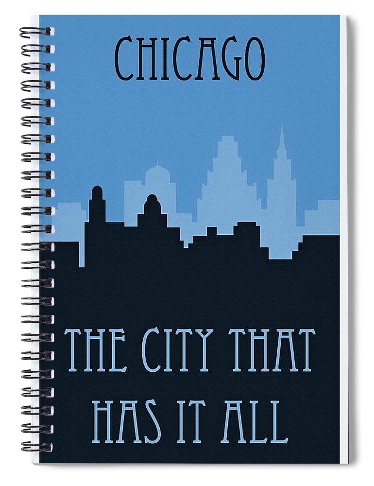 Chicago Spiral Notebook featuring the photograph Vintage Travel Chicago Skyline Cool Blues by Carol Japp