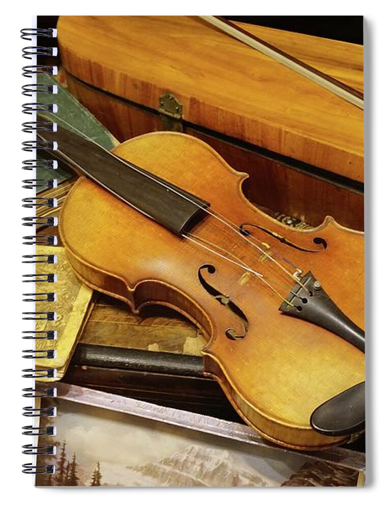 Violin Spiral Notebook featuring the photograph Vintage Violin by Sandra Lee Scott