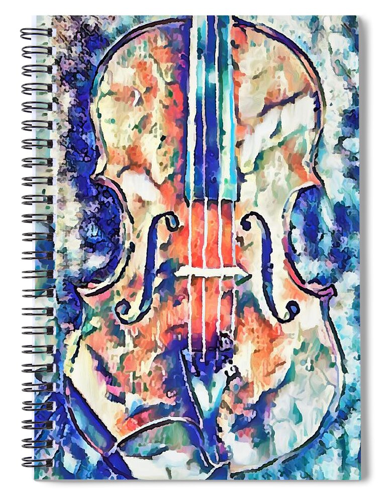  Spiral Notebook featuring the mixed media Viola Front by Bencasso Barnesquiat