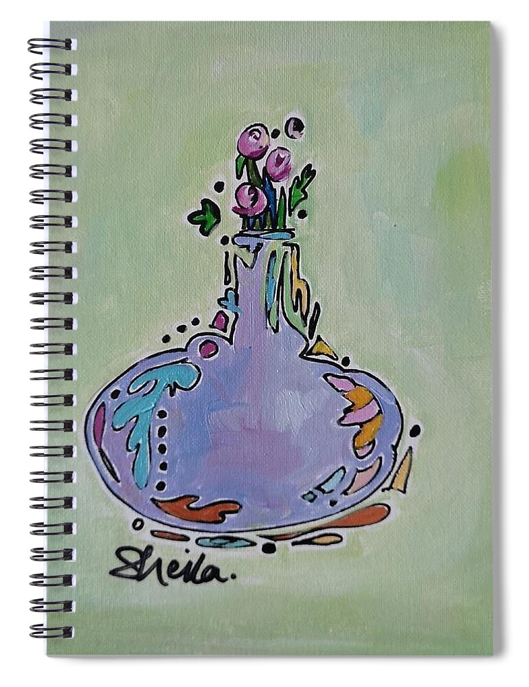 Flowers Spiral Notebook featuring the painting Violet Bud Vase by Sheila Romard