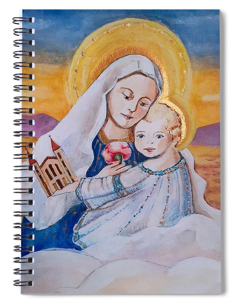 Virgin And Child Spiral Notebook featuring the painting Virgin and Child by Carolina Prieto Moreno