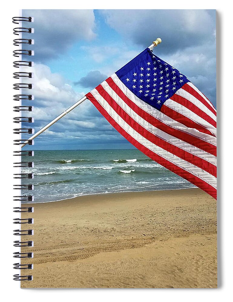 American Flag Spiral Notebook featuring the photograph Virginia Beach Salute by Susie Loechler