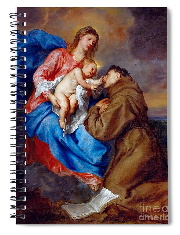 Vision Of St. Antony Of Padua Spiral Notebook featuring the painting Vision of St. Antony of Padua by Sir Anthony van Dyck