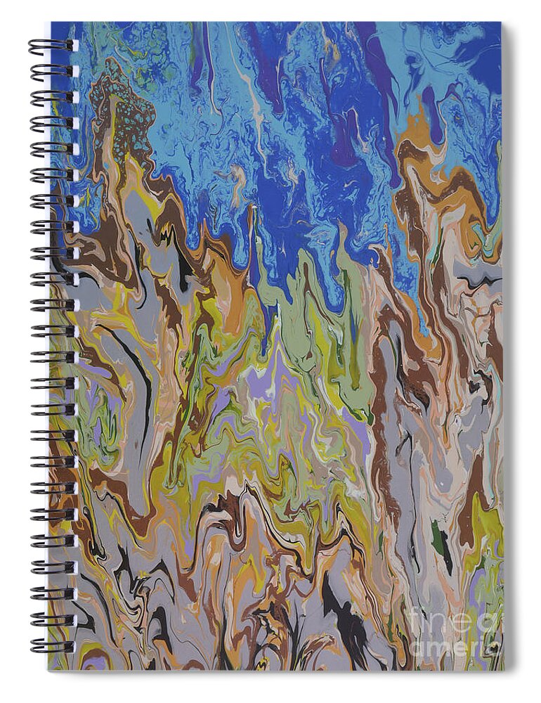 Land Spiral Notebook featuring the painting Vista by Tessa Evette
