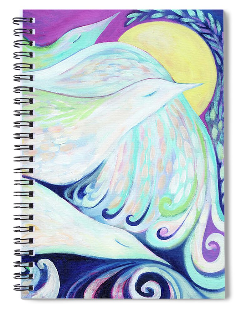 Dove Spiral Notebook featuring the painting Visualizing Peace by Jennifer Lommers