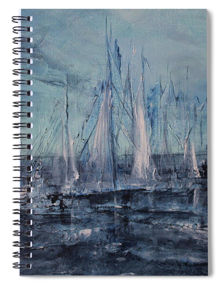 Abstract Spiral Notebook featuring the painting Voyage by Jane See