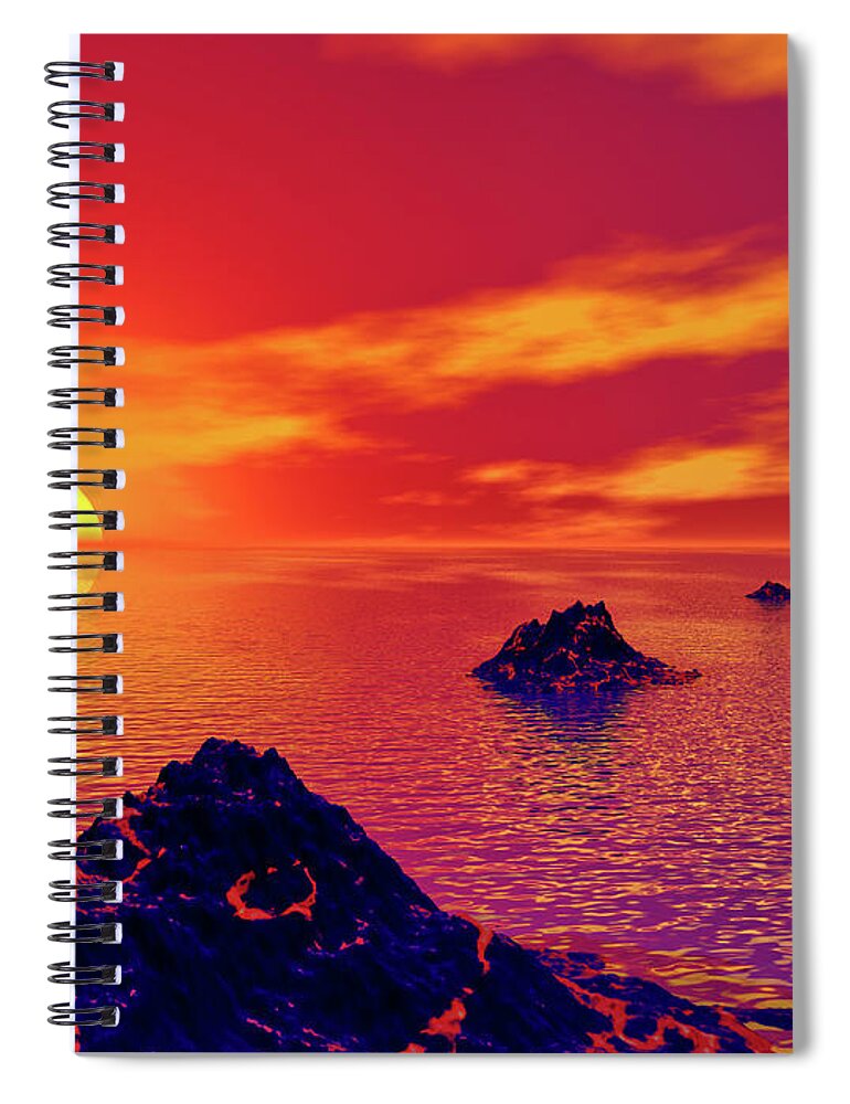 Volcano Spiral Notebook featuring the digital art Volcanic Islands by Phil Perkins