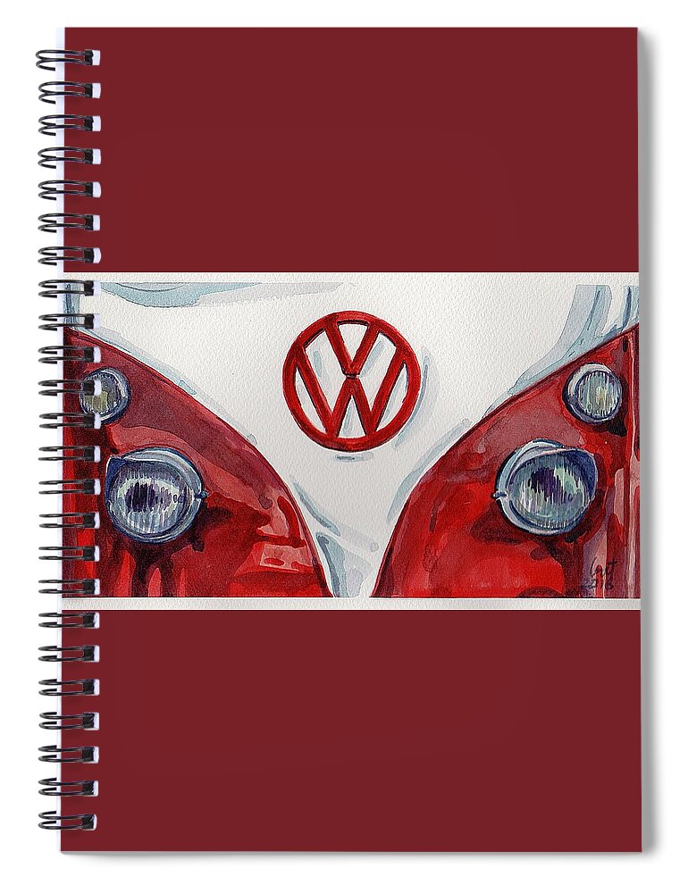 Car Spiral Notebook featuring the painting Volkswagen by George Cret