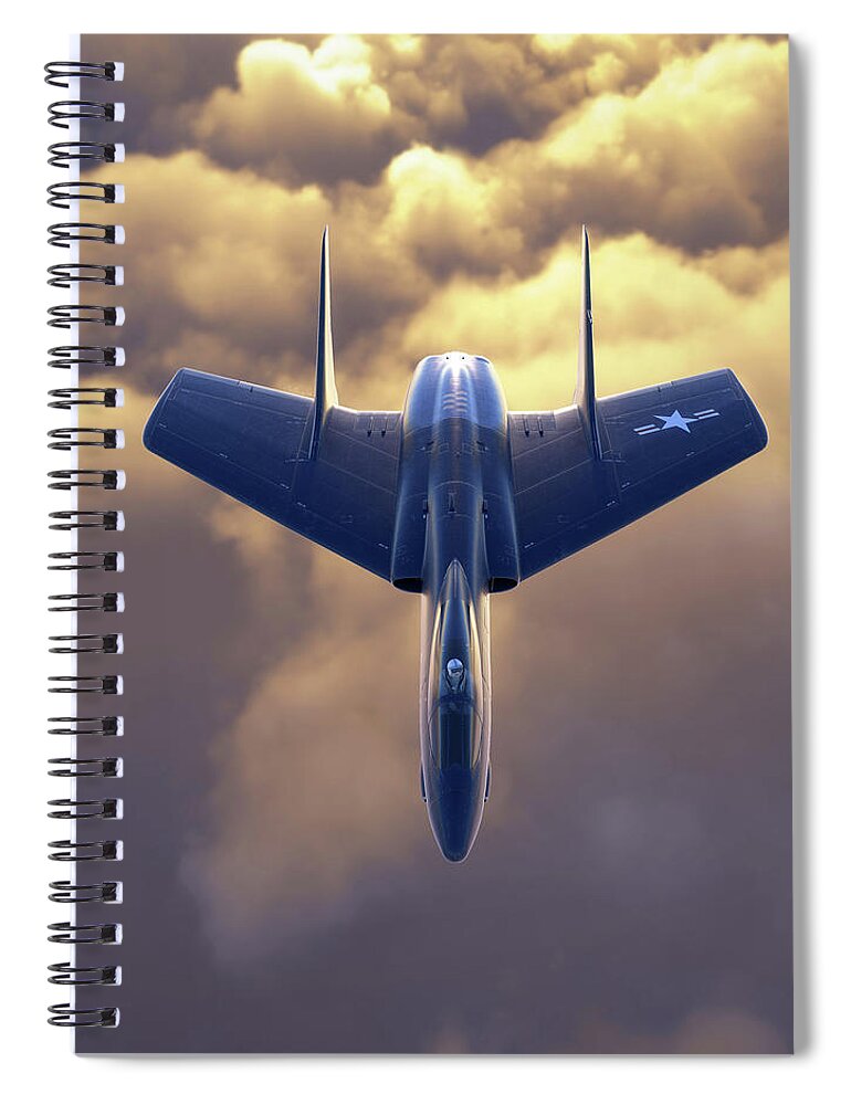 F7u Cutlass Spiral Notebook featuring the digital art Vought Rocket by Adam Burch