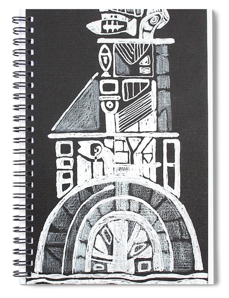 Russian Artists New Wave Spiral Notebook featuring the drawing Voyage by Tatiana Koltachikhina