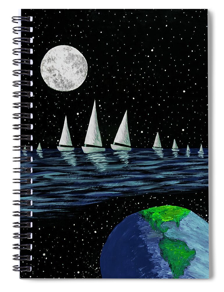 Surreal Spiral Notebook featuring the painting Voyagers by JP McKim