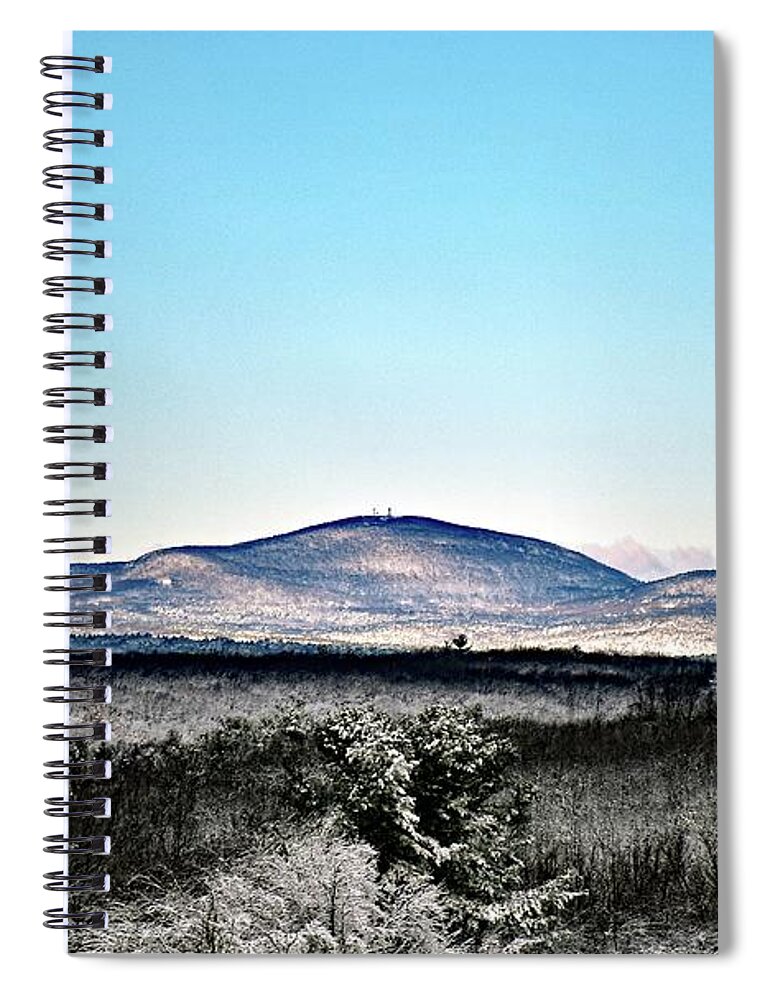 Wachusett Spiral Notebook featuring the photograph Wachusett Mountain in the snow by Monika Salvan