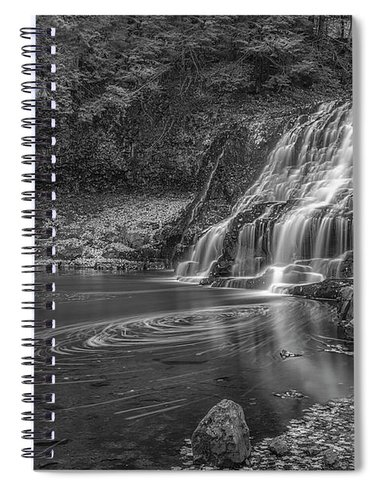 Wadsworth Spiral Notebook featuring the photograph Wadsworth Falls State Park BW by Susan Candelario