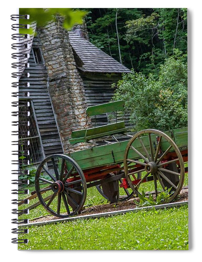Antique Spiral Notebook featuring the photograph Wagon in Yard by Kevin Craft