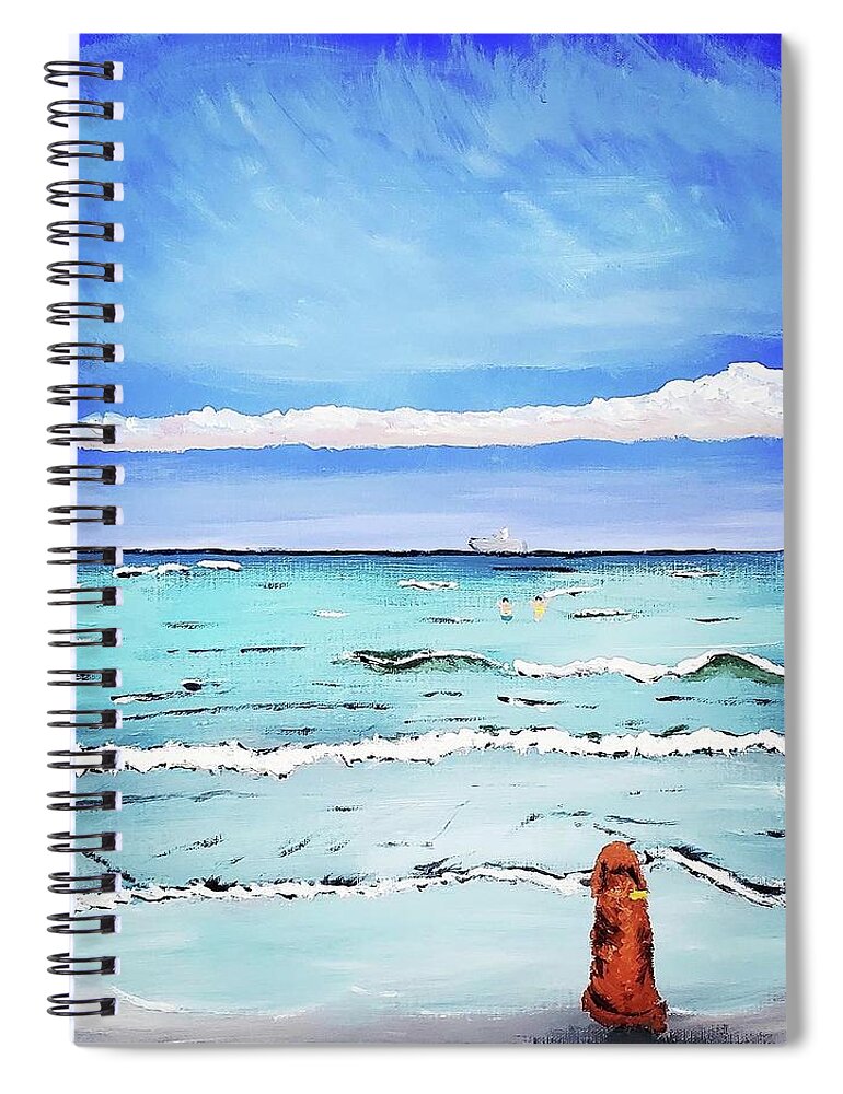 Beach Spiral Notebook featuring the painting Waiting Along the Shore by Amy Kuenzie