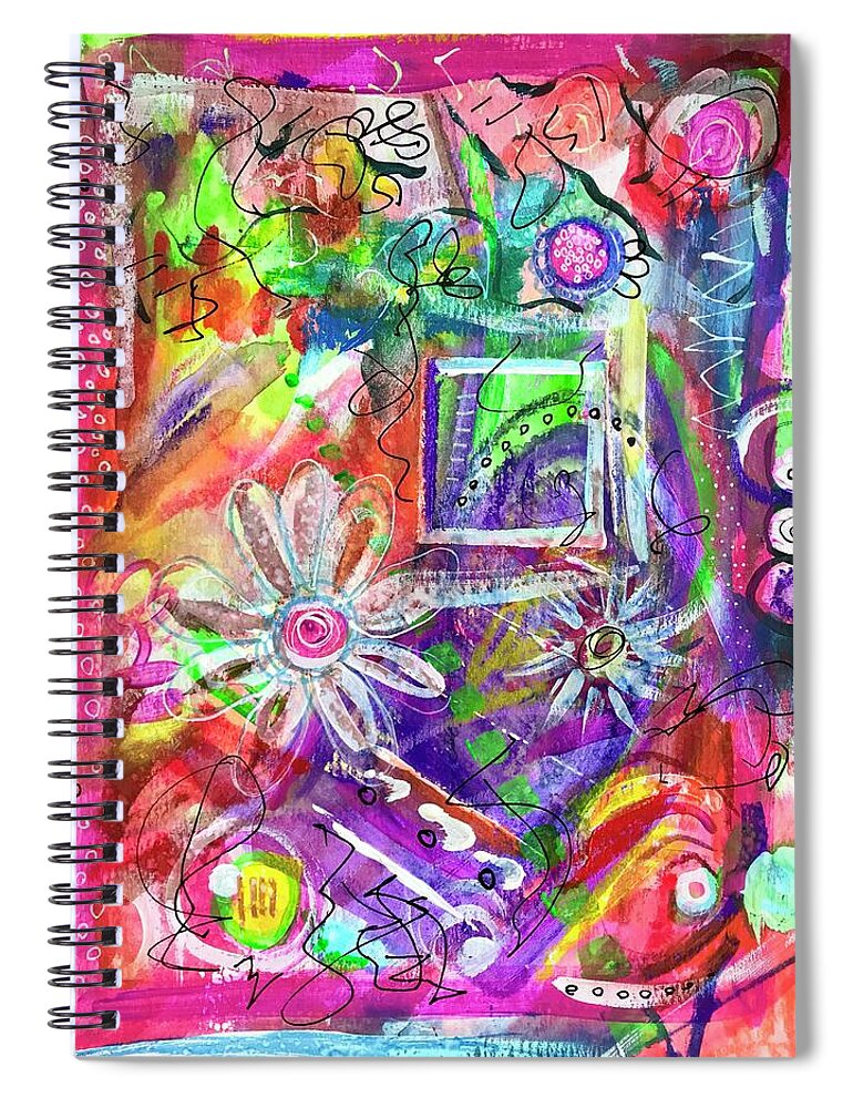 Abstract Spiral Notebook featuring the mixed media Waiting For Easter by Tiffany Arp-daleo