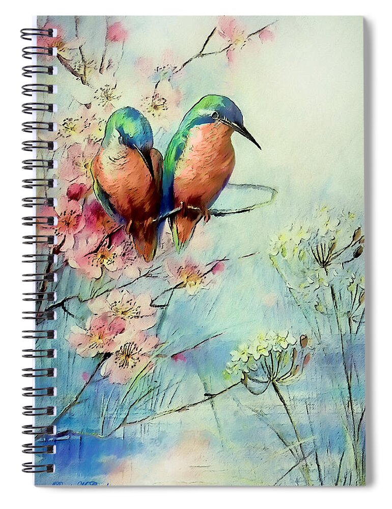 Birds Spiral Notebook featuring the digital art Waiting for Fish by Pennie McCracken