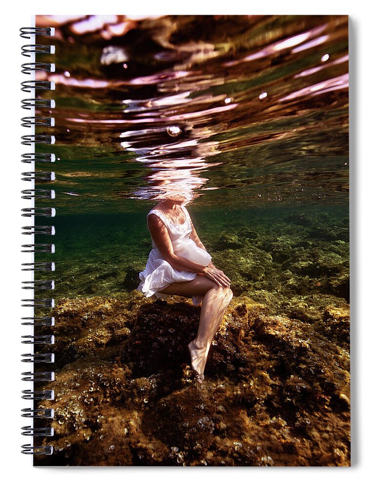 Underwater Spiral Notebook featuring the photograph Waiting by Gemma Silvestre
