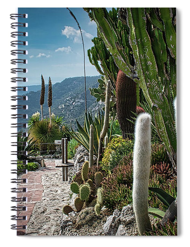 Cactus Spiral Notebook featuring the photograph Walk along the Garden of Eze by Portia Olaughlin