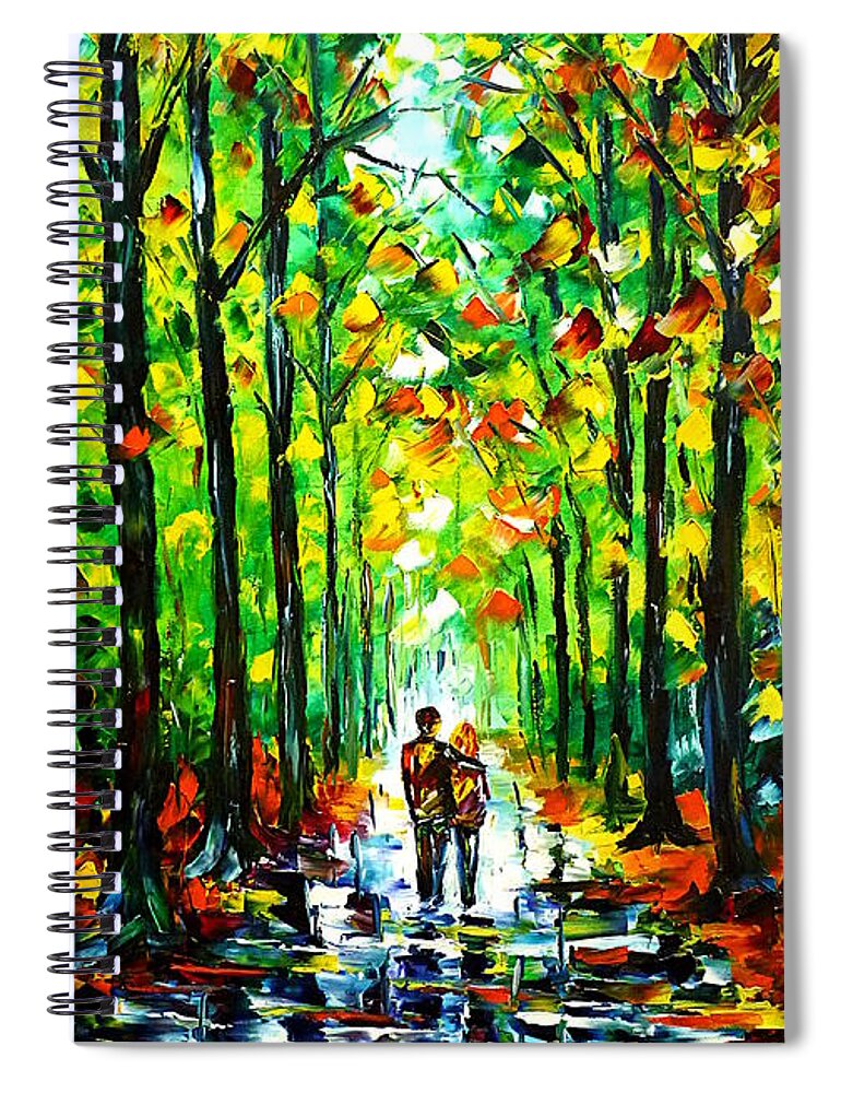 Walking In The Forest Spiral Notebook featuring the painting Walk In The Woods by Mirek Kuzniar
