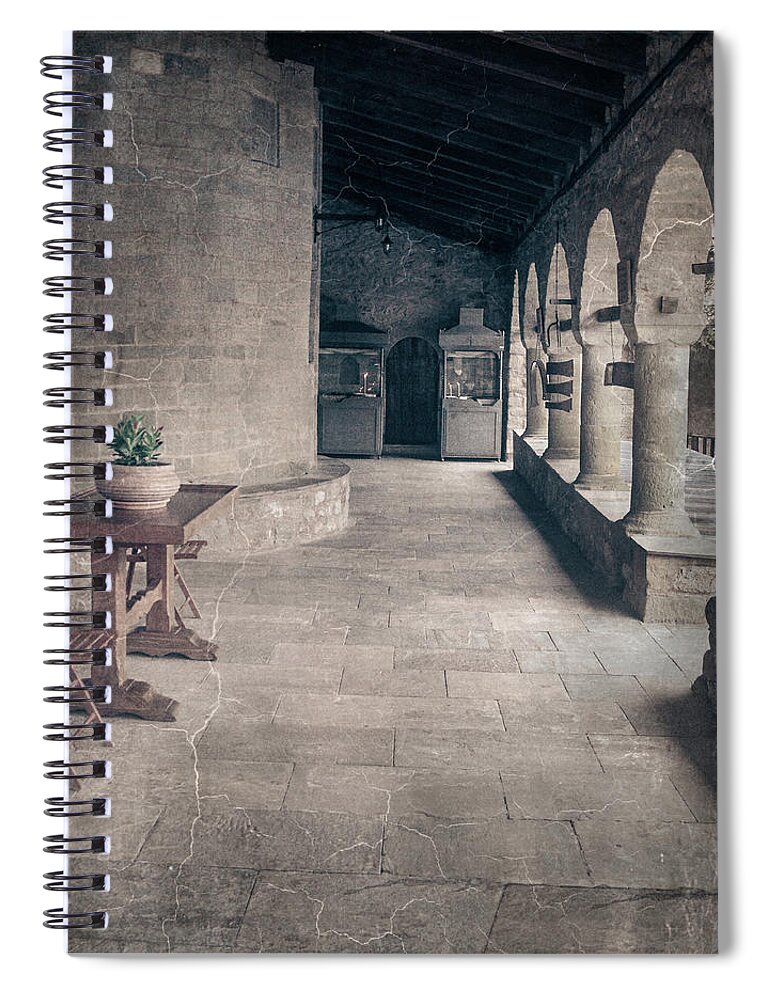 Greece Spiral Notebook featuring the photograph To the Katholicon by M Kathleen Warren