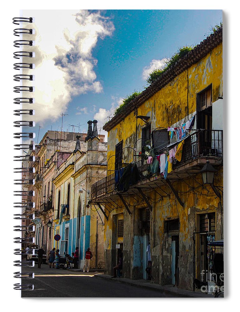 Havana Spiral Notebook featuring the photograph Walking Down the Street in Havana by L Bosco