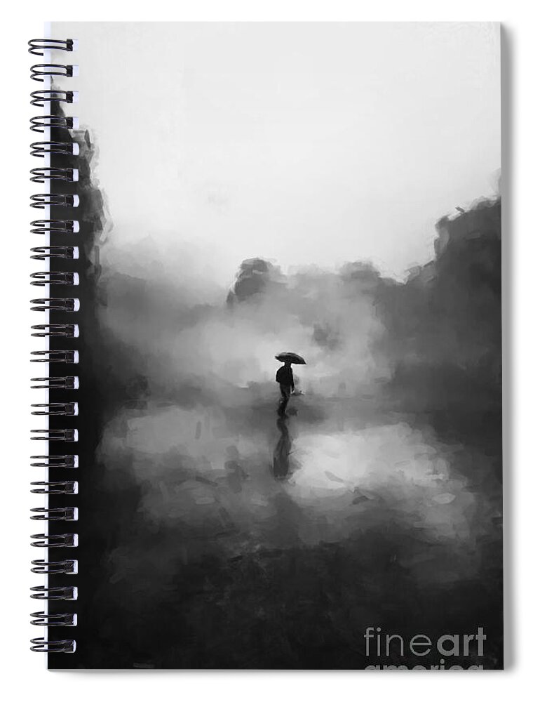 Walking In The Fog Spiral Notebook featuring the painting Walking in the Fog by Gary Arnold