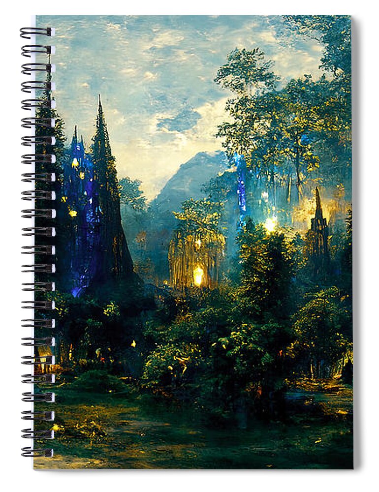 Fairy Spiral Notebook featuring the painting Walking into the forest of Elves, 03 by AM FineArtPrints